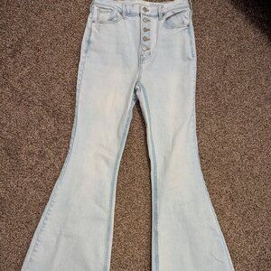 Pacsun Light Blue Wash 5 Button Up Stretch High Rise Waisted Flare Jeans